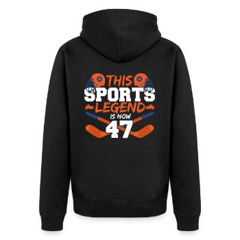 Diese Sport-legende Ist Jetzt 47, Hockey-spiel - Unisex Premium Bio Zip Hoodie - Schwarz - Hinten - Nico (187cm)