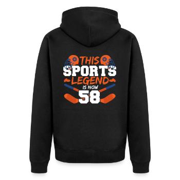 Diese Sport-legende Ist Jetzt 58, Hockey-spiel - Unisex Premium Bio Zip Hoodie - Schwarz - Hinten - Nico (187cm)