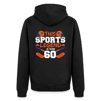 Diese Sportlegende Ist Jetzt 60, Eishockeyspiel - Unisex Premium Bio Zip Hoodie - Schwarz - Hinten - Nico (187cm)