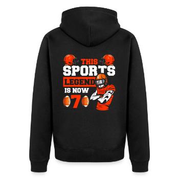 Diese Sportlegende Ist Jetzt 7, Rugby Football 7. - Unisex Premium Bio Zip Hoodie - Schwarz - Hinten - Nico (187cm)
