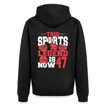 Diese Sport-legende Ist Jetzt 47, Baseball-spiel - Unisex Premium Bio Zip Hoodie - Schwarz - Hinten - Nico (187cm)