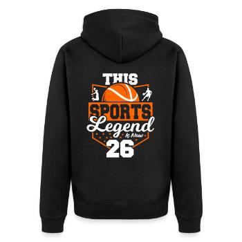 Diese Sportlegende Ist Jetzt 26, Basketballspiel - Unisex Premium Bio Zip Hoodie - Schwarz - Hinten - Nico (187cm)