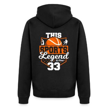 This sports legend is now 33, - Unisex Premium Organic Zip Hoodie - black - Back - Nico (187cm)