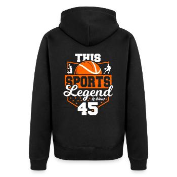 Diese Sportlegende Ist Jetzt 45, Basketballspiel - Unisex Premium Bio Zip Hoodie - Schwarz - Hinten - Nico (187cm)