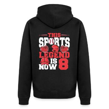 Diese Sportlegende Ist Jetzt 8, Baseballspiel 8. - Unisex Premium Bio Zip Hoodie - Schwarz - Hinten - Nico (187cm)