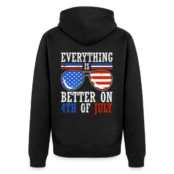 Alles Ist Besser Am 4. Juli, Dem - Unisex Premium Bio Zip Hoodie - Schwarz - Hinten - Nico (187cm)