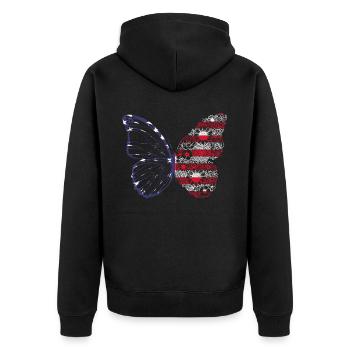 Papillon floral 4 juillet Jour de l’indépendance - Veste à capuche bio Premium Unisexe - noir - Dos - Nico (187cm)