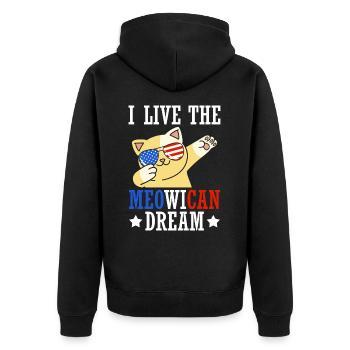 I'm Living the Meowing Dream - Independence Day - Unisex Premium Organic Zip Hoodie - black - Back - Nico (187cm)
