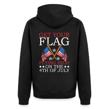 Lassen Sie Ihre Flagge Am 4. Juli Hoch Wehen - - Unisex Premium Bio Zip Hoodie - Schwarz - Hinten - Nico (187cm)