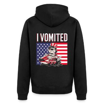 I vomited jet ski cat choice parody 4. - Unisex Premium Organic Zip Hoodie - black - Back - Nico (187cm)