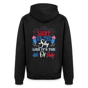 Den Himmel Erhellen, Als Wäre Es Der 4. Juli - Unisex Premium Bio Zip Hoodie - Schwarz - Hinten - Nico (187cm)