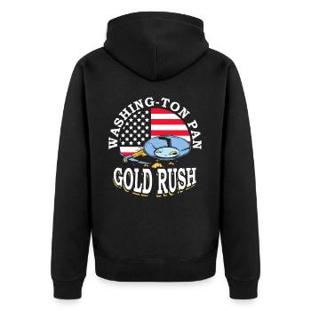Washing-ton Pan Gold Rush Mining July 4 Miner - Unisex Premium Organic Zip Hoodie - black - Back - Nico (187cm)