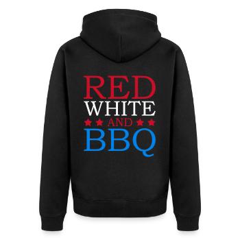 Rot Weiß Und Bbq 4. Juli Unabhängigkeitstag - Unisex Premium Bio Zip Hoodie - Schwarz - Hinten - Nico (187cm)