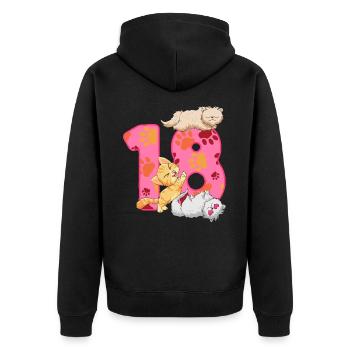 Chaton de 18e anniversaire | Chemise d’anniversaire de chat - Veste à capuche bio Premium Unisexe - noir - Dos - Nico (187cm)