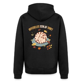 Offizielles Schlaf Shirt Sleepy Cat Fall Season - Unisex Premium Bio Zip Hoodie - Schwarz - Hinten - Nico (187cm)