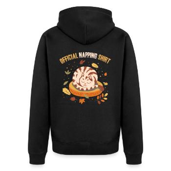 Official Napping Shirt Sleepy Cat Fall Season - Unisex Premium Organic Zip Hoodie - black - Back - Nico (187cm)