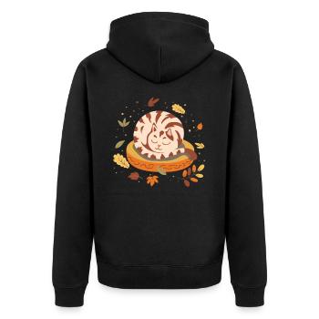 Autumn Vibes Cute Kitten Sleepy Cat Autumn - Unisex Premium Organic Zip Hoodie - black - Back - Nico (187cm)