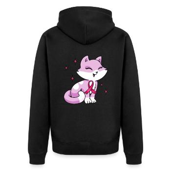 Chat nœud rose mignon octobre - Veste à capuche bio Premium Unisexe - noir - Dos - Nico (187cm)