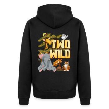 Two wild animals Endangered animals 2nd birthday child - Unisex Premium Organic Zip Hoodie - black - Back - Nico (187cm)