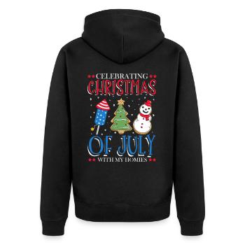 Celebrating Independence Day Christmas in the - Unisex Premium Organic Zip Hoodie - black - Back - Nico (187cm)