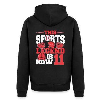 Diese Sportlegende Ist Jetzt 11, Baseballspiel - Unisex Premium Bio Zip Hoodie - Schwarz - Hinten - Nico (187cm)