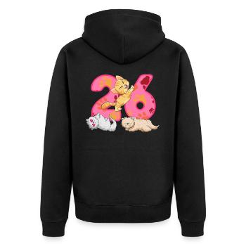 26th birthday kitten | Cat Birthday Shirt - Unisex Premium Organic Zip Hoodie - black - Back - Nico (187cm)