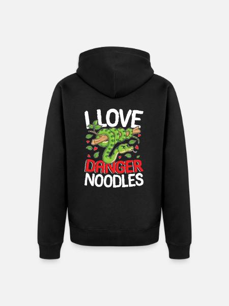 I Love Danger Noodles - Unisex Premium Bio Zip Hoodie - Schwarz