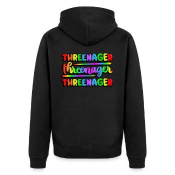 Threenager Kid 3. Geburtstag Regenbogen Spektrum - Unisex Premium Bio Zip Hoodie - Schwarz - Hinten - Nico (187cm)