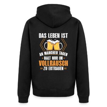 Das Leben Ist An Manchen Tagen Halt Nur Im - Unisex Premium Bio Zip Hoodie - Schwarz - Hinten - Nico (187cm)