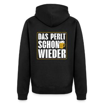 Das Perlt Schon Wieder Bier Liebhaber Craft Beer - Unisex Premium Bio Zip Hoodie - Schwarz - Hinten - Nico (187cm)