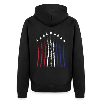 Jet Plane July 4 | Fourth Of July Tee | 4th Of - Unisex Premium Organic Zip Hoodie - black - Back - Nico (187cm)