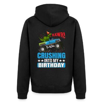 Rawr! Crushing Into My Birthday | Birthday Shirt | - Unisex Premium Bio Zip Hoodie - Schwarz - Hinten - Nico (187cm)