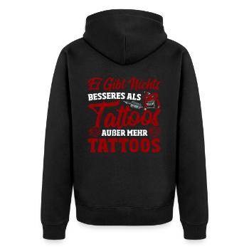 Es Gibt Nichts Besseres Als Tattoos Auber Mehr - Unisex Premium Bio Zip Hoodie - Schwarz - Hinten - Nico (187cm)
