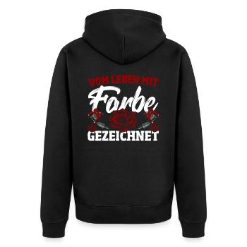 Vom Leben Mit Farbe Gezeichnet Tattoo-themed - Unisex Premium Bio Zip Hoodie - Schwarz - Hinten - Nico (187cm)
