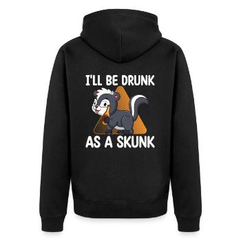 I'll be drunk like a skunk | - Unisex Premium Organic Zip Hoodie - black - Back - Nico (187cm)