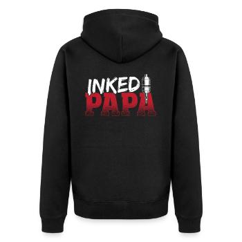 Papa tatoué encré Papa Tatoueur artistique - Veste à capuche bio Premium Unisexe - noir - Dos - Nico (187cm)