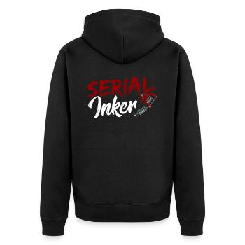 Serial Inker Tatoueurs Stylo à encre artistique - Veste à capuche bio Premium Unisexe - noir - Dos - Nico (187cm)