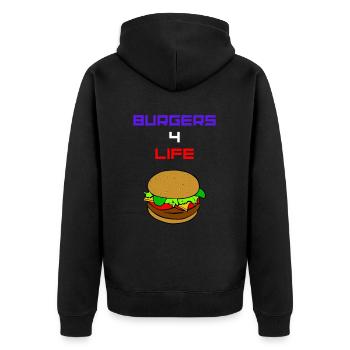 Burger Burgers 4 for Life USA Amerika Fast Food - Unisex Premium Bio Zip Hoodie - Schwarz - Hinten - Nico (187cm)