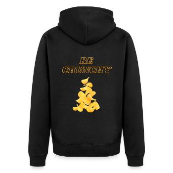 Be Crunchy Bleib Knusprig Lustiger Spruch Cool - Unisex Premium Bio Zip Hoodie - Schwarz - Hinten - Nico (187cm)