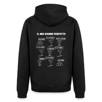 Mein perfekter Langlauftag - Unisex Premium Bio Zip Hoodie - Schwarz - Hinten - Nico (187cm)