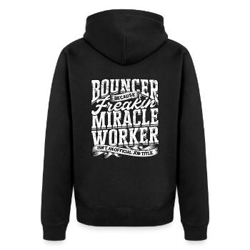 türsteher geschenk bodyguard sicherheit sicherheit - Unisex Premium Bio Zip Hoodie - Schwarz - Hinten - Nico (187cm)