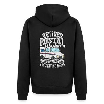 Postman Postman Post Office Gift Letter Parcel Delivery - Unisex Premium Organic Zip Hoodie - black - Back - Nico (187cm)