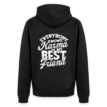 Karma Meditation Fate Gift Idea Gift S - Unisex Premium Organic Zip Hoodie - black - Back - Nico (187cm)