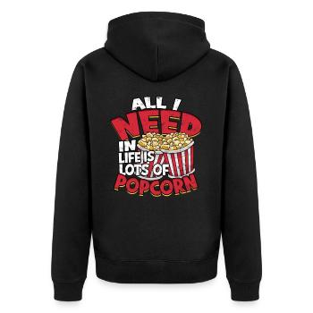 Popcorn Cinema Gift Gift Idea Film Mais Filma - Unisex Premium Organic Zip Hoodie - black - Back - Nico (187cm)