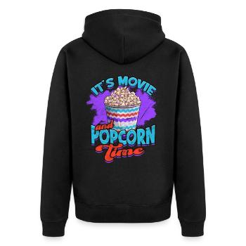 Popcorn Cinema Gift Gift Idea Film Mais Filma - Unisex Premium Organic Zip Hoodie - black - Back - Nico (187cm)