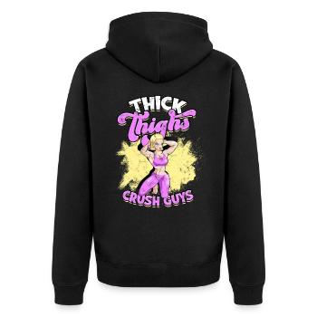 dick dicke oberschenkel thick thighs oberschenkel - Unisex Premium Bio Zip Hoodie - Schwarz - Hinten - Nico (187cm)