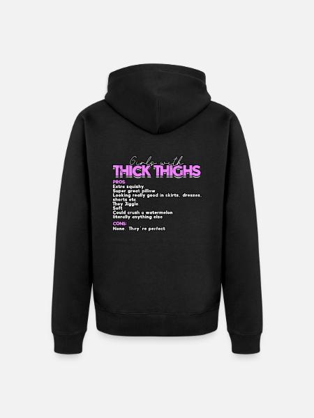 Pik Tykke Lår Tykke Lår Lår - Premium økologisk unisex-hættejakke - sort