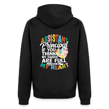 Principal Deputy Principal Gift - Unisex Premium Organic Zip Hoodie - black - Back - Nico (187cm)