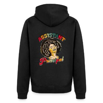 Principal Deputy Principal Gift - Unisex Premium Organic Zip Hoodie - black - Back - Nico (187cm)
