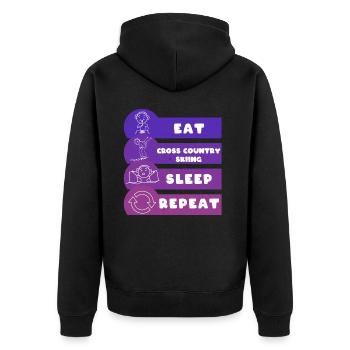 Eat Cross Country Skiing Sleep Repeat - Unisex Premium Bio Zip Hoodie - Schwarz - Hinten - Nico (187cm)